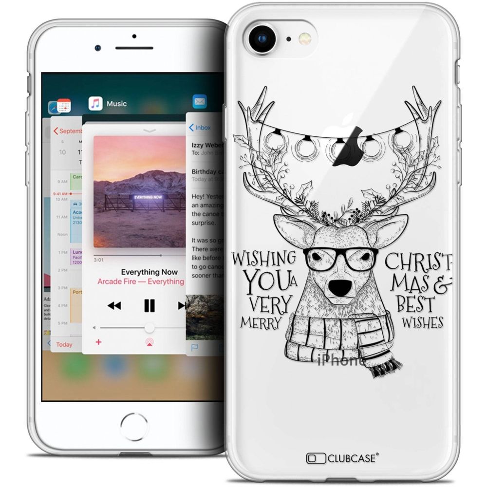 Caseink - Coque Housse Etui Apple iPhone 8 (4.7 ) [Crystal Gel HD Collection Noël 2017 Design Cerf Hipster - Souple - Ultra Fin - Imprimé en France] - Coque, étui smartphone