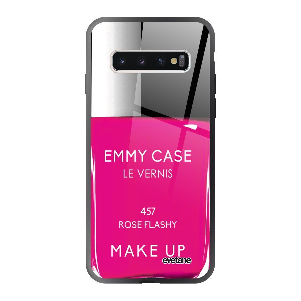 Evetane - Coque en verre trempé Samsung Galaxy S10 Vernis Rose Ecriture Tendance et Design Evetane. - Coque, étui smartphone
