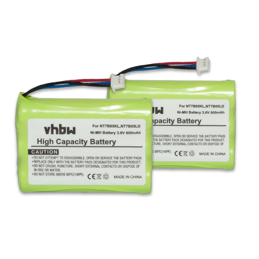Vhbw - vhbw 2x Ni-MH batterie Set 800mAh (3.6V) pour téléphone fixe sans fil Polycom KIRK 3040, KIRK 4020, KIRK 4040 comme CPH-464Q3S, NT7B65KL, NT7B65LD. - Batterie téléphone