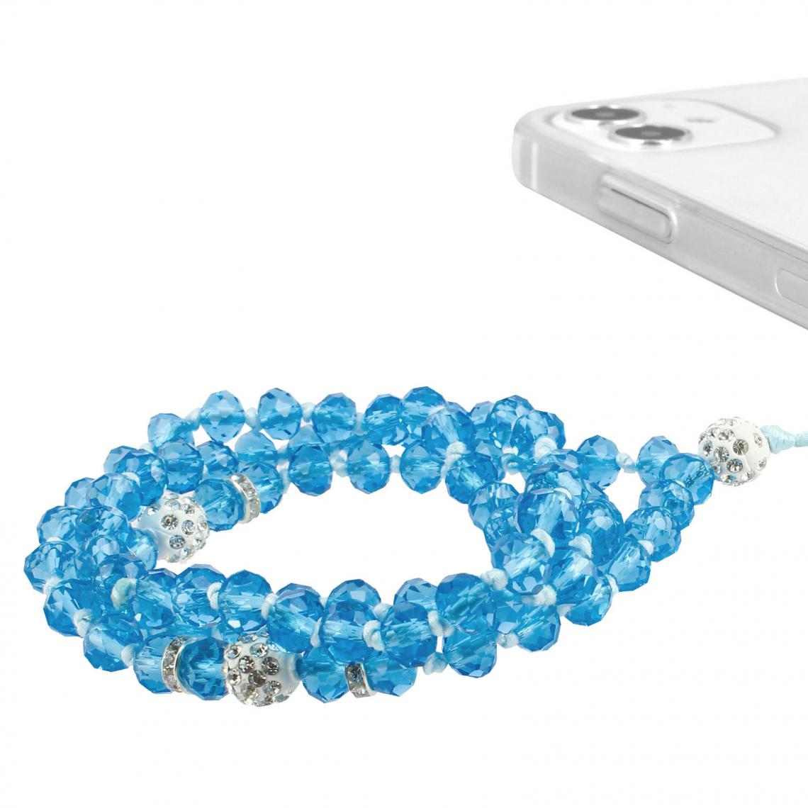 Avizar - Bijou de Téléphone Bracelet à Perles Cristal Collection Krista bleu - Autres accessoires smartphone