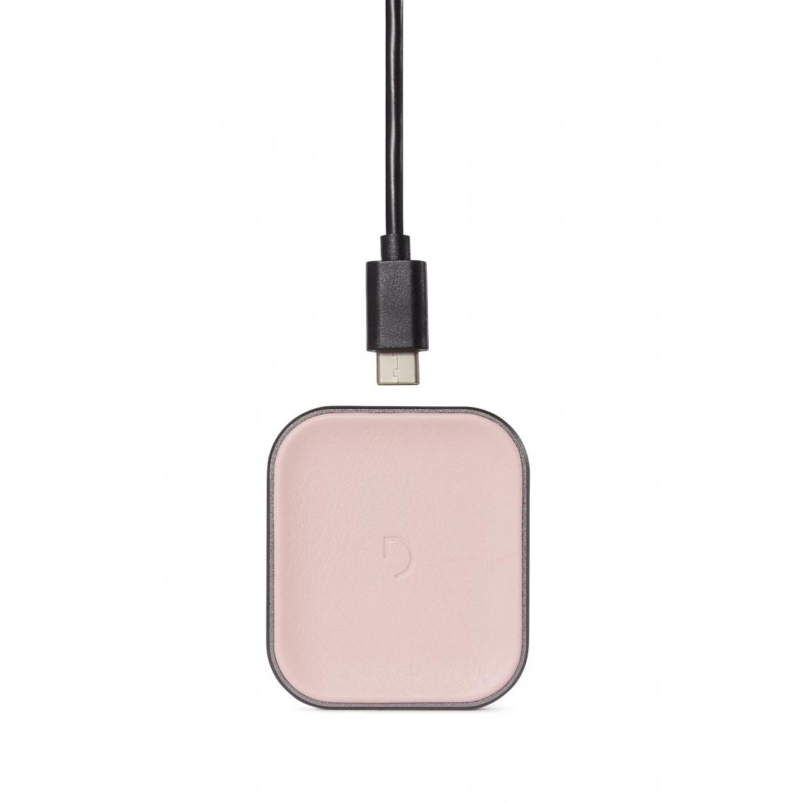 Decoded - DECODED Chargeur Induction FastPad Mini | Chargeur sans Fil en Cuir Noil | 5W (Silver Pink) - Chargeur secteur téléphone