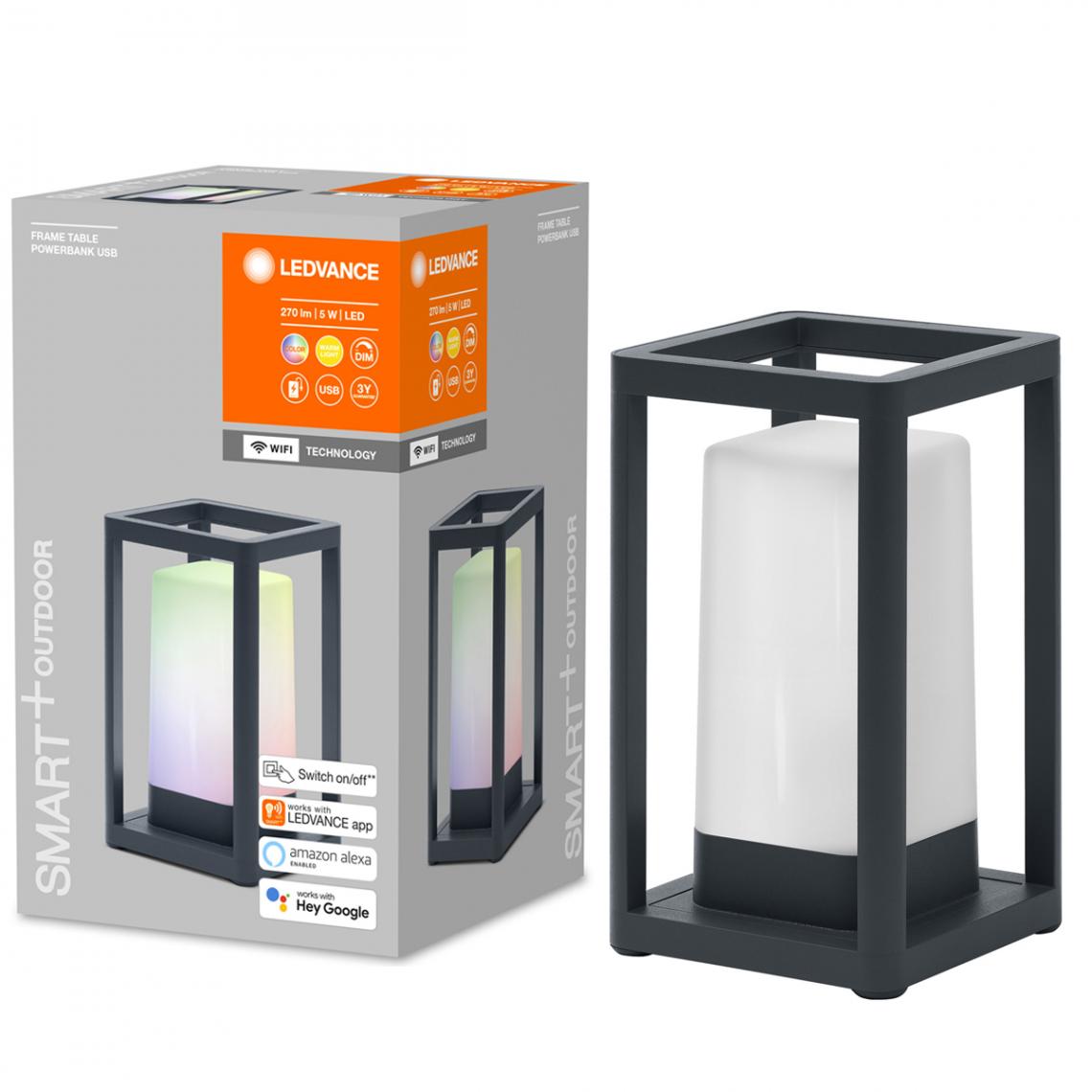 Ledvance - Lampe d'extérieur connectée Smart+ WIFI avec Powerbank - Couleur changeante - Lampe connectée