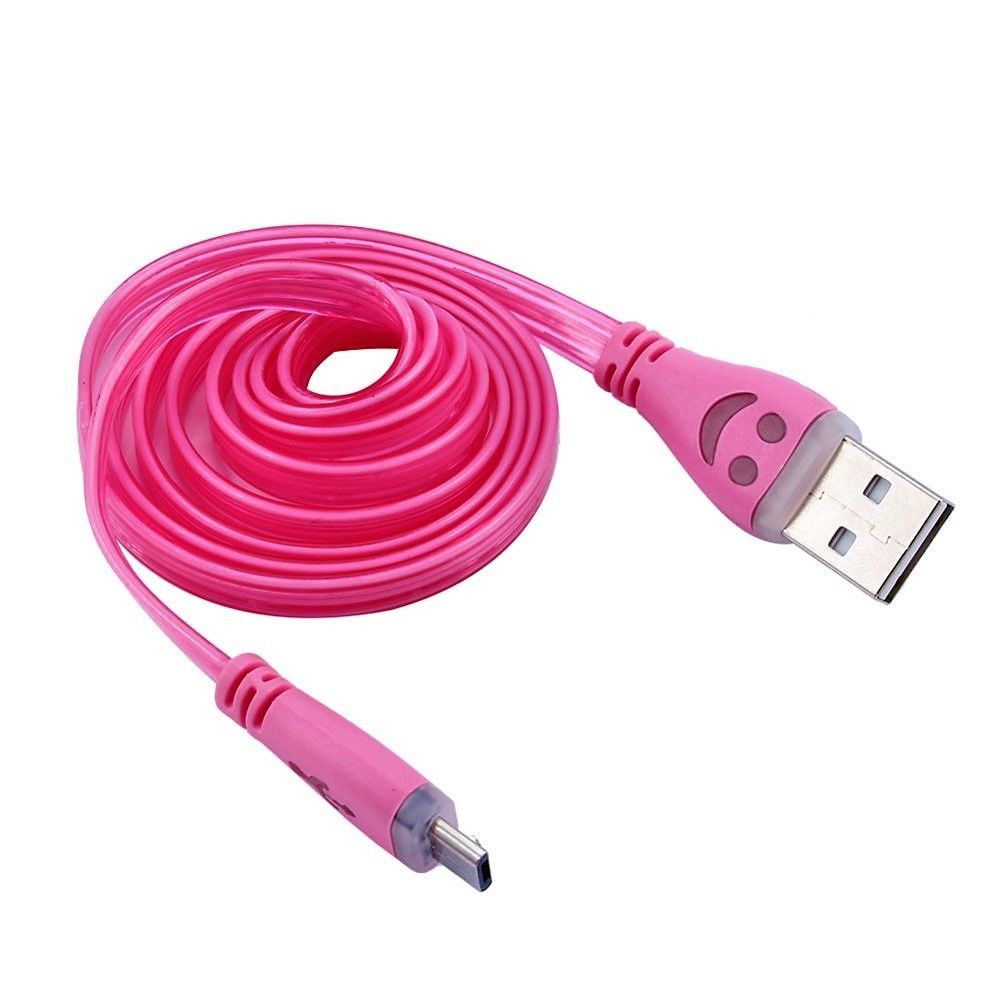 Shot - Cable Smiley Micro USB pour ARCHOS 116 Neon LED Lumiere Android Chargeur USB Smartphone Connecteur (ROSE BONBON) - Chargeur secteur téléphone