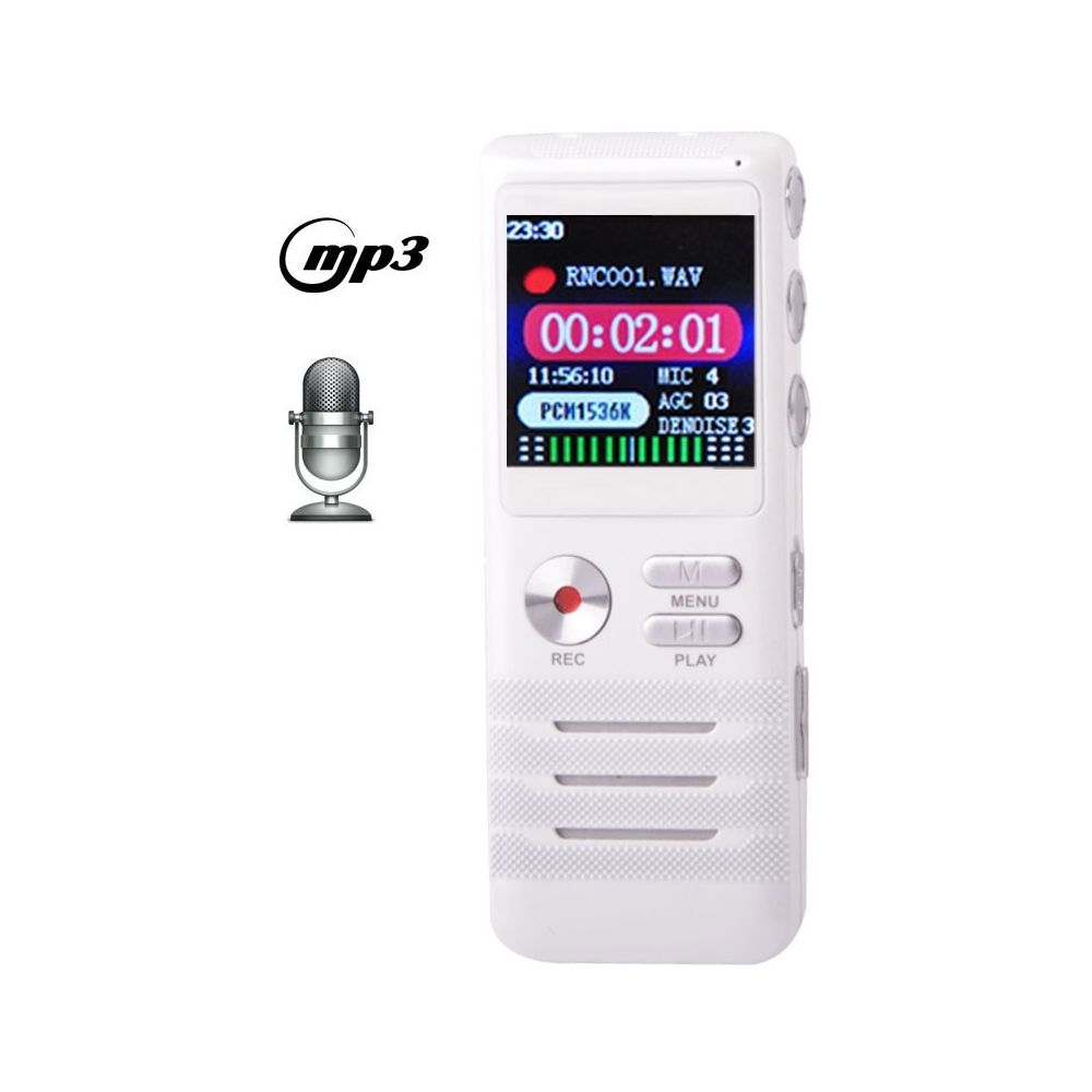 Wewoo - Enregistreur vocal Dictaphone numérique à cristaux liquides VM8818 Professional de 8 Go avec lecteur MP3 VORatténuation du bruit sur deux coeurs blanc - Enregistreur audio numérique