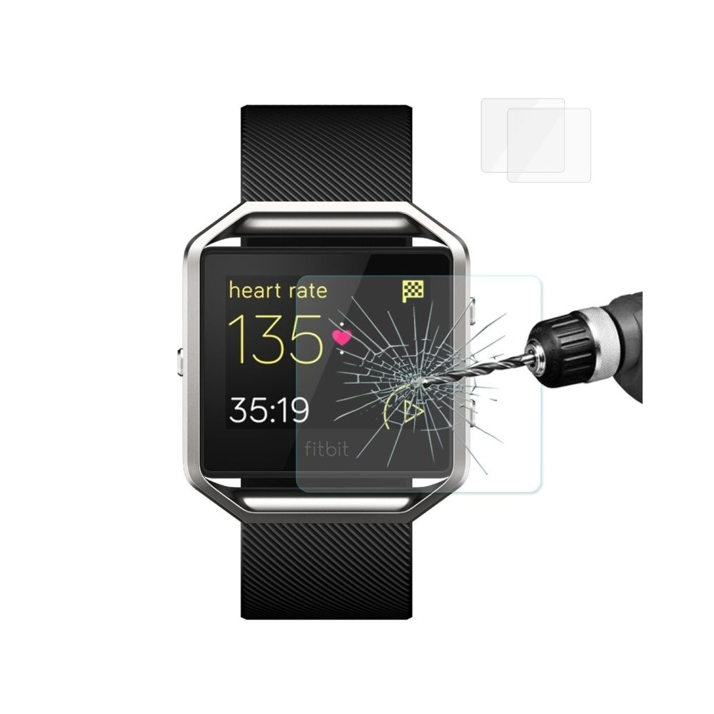 Wewoo - Film protecteur écran pour Fitbit Blaze Smartwatch 0.2mm 9 H Dureté de Surface 2.15 D Antidéflagrant En Verre Trempé D'écran 2 PCS - Accessoires montres connectées