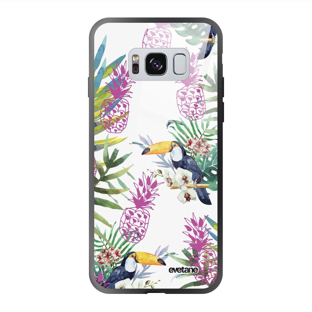 Evetane - Coque en verre trempé Samsung Galaxy S8 Jungle Tropicale Ecriture Tendance et Design Evetane. - Coque, étui smartphone
