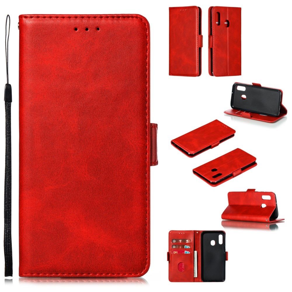 marque generique - Etui en PU avec support rouge pour Samsung Galaxy A20e - Coque, étui smartphone