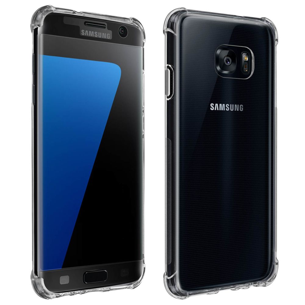 Avizar - Pack Protection Samsung Galaxy S7 Edge Coque Souple + Verre Trempé Transparent - Coque, étui smartphone