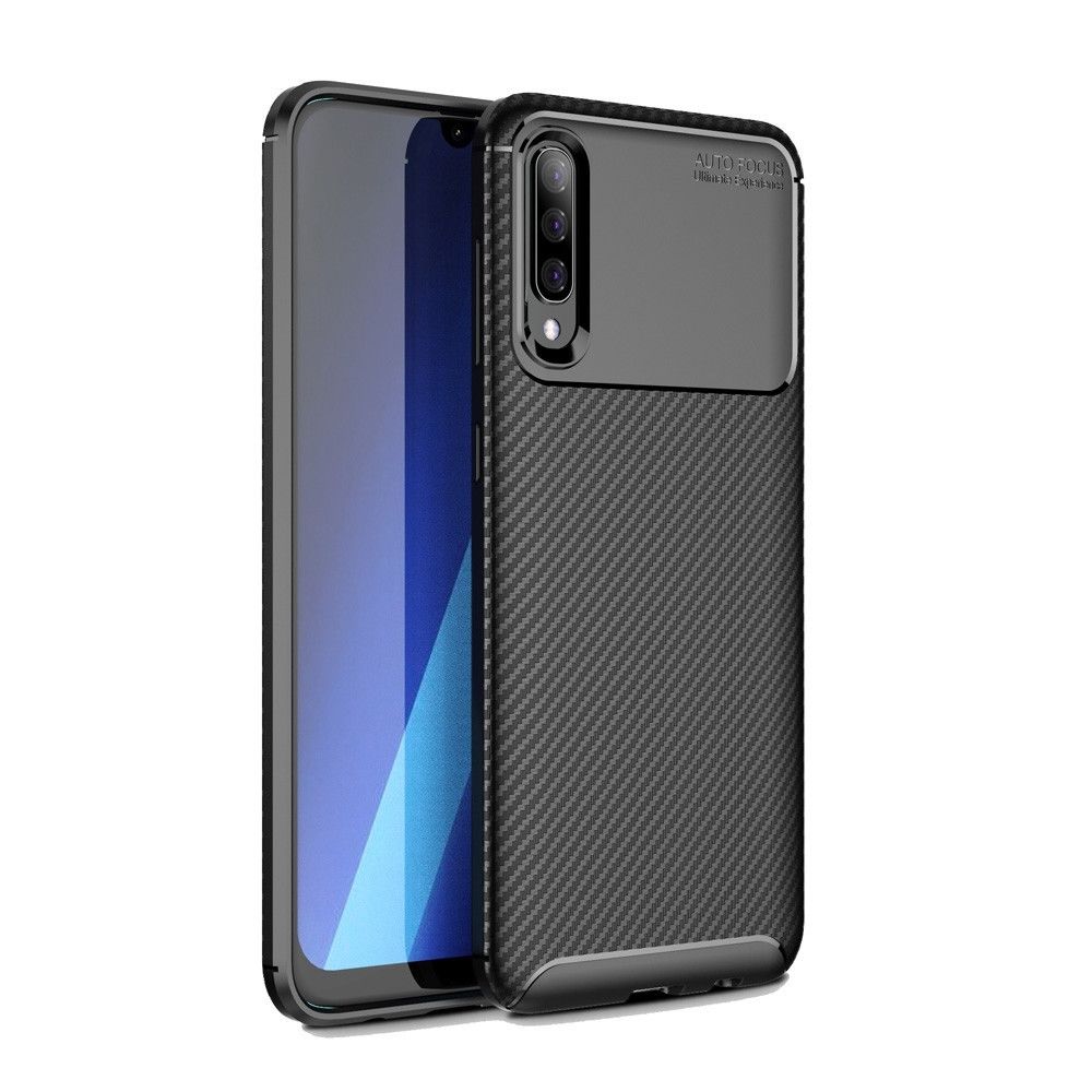 Wewoo - Coque Souple TPU antichoc en fibre de carbone pour Galaxy A50 noir - Coque, étui smartphone