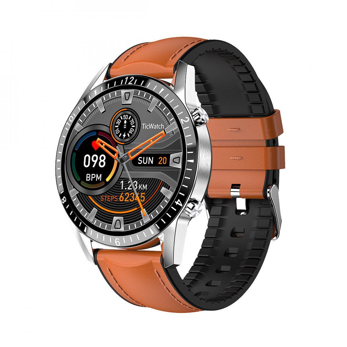 Chronotech Montres - Men's Connected Watch Smartwatch with Waterproof IP67 / Watch Phone / Sleep / Fitness Tracker / Pedometer, 10 Sport Modes for iOS / Android(Brown) - Montre connectée