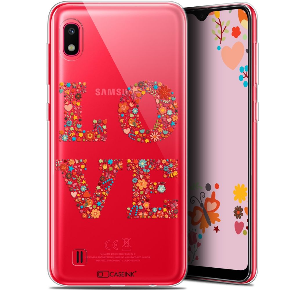 Caseink - Coque Pour Samsung Galaxy A10 (6.2 ) [Gel HD Collection Summer Design Love Flowers - Souple - Ultra Fin - Imprimé en France] - Coque, étui smartphone