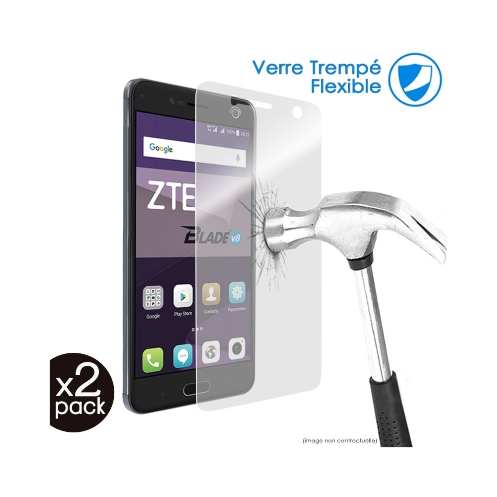 Karylax - Verre Fléxible Dureté 9H pour Smartphone ZTE Blade V8 Pro (Pack x2) - Protection écran smartphone