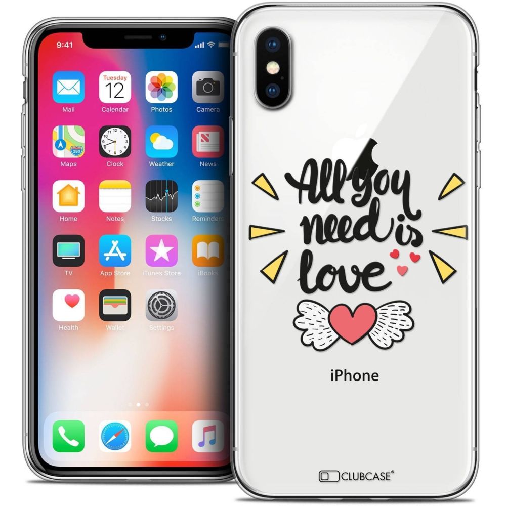 Caseink - Coque Housse Etui Apple iPhone Xs / X (5.8 ) [Crystal Gel HD Collection Love Saint Valentin Design All U Need Is - Souple - Ultra Fin - Imprimé en France] - Coque, étui smartphone