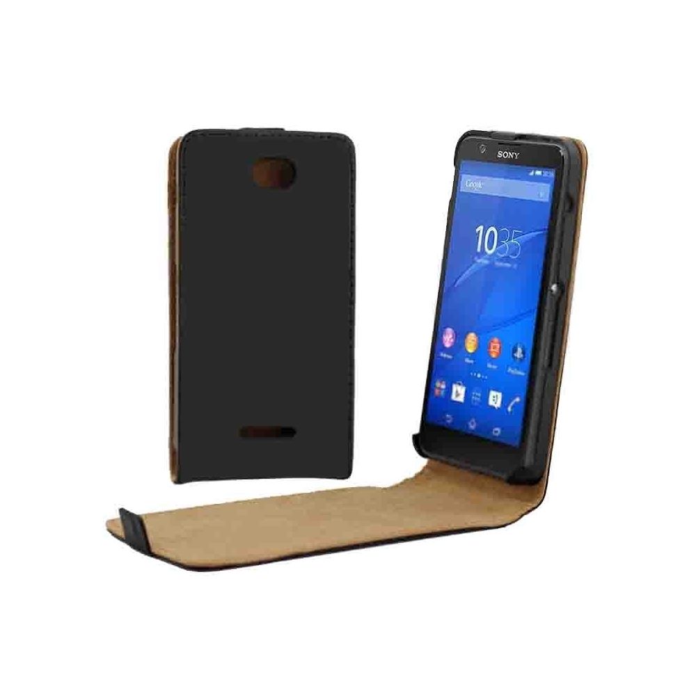 Wewoo - Housse Étui noir pour Sony Xperia E4 en cuir à bouton magnétique vertical Flip - Coque, étui smartphone