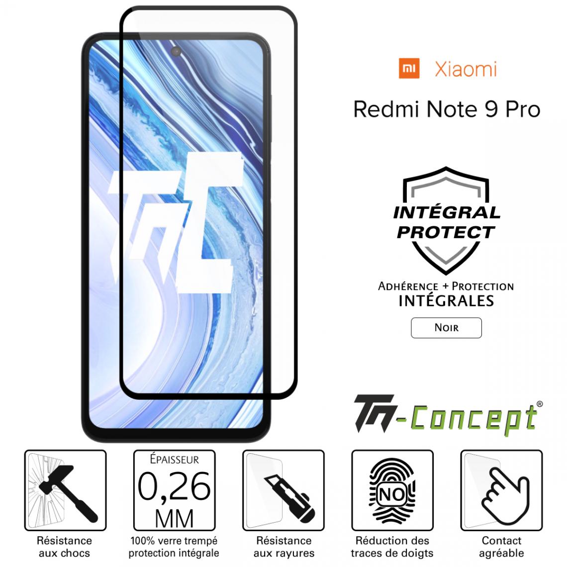 Tm Concept - Verre trempé intégral - Xiaomi Redmi Note 9 Pro - Noir - TM Concept® - Protection écran smartphone