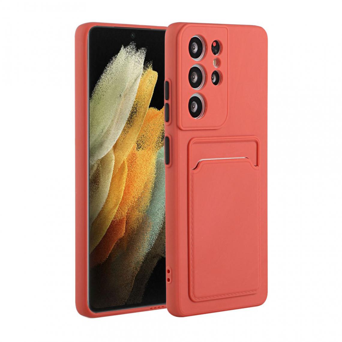 Other - Coque en TPU Qualité avec porte-carte corail pour votre Samsung Galaxy S21 Ultra 5G - Coque, étui smartphone