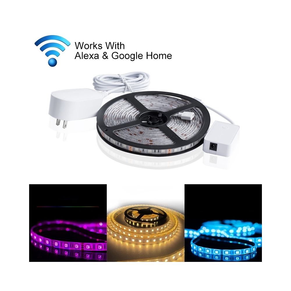 Wewoo - Ruban LED Waterproof Epoxyde 5m 60W 300 LEDs SMD 5050 lumière colorée WiFi APP Télécommande Smart Rope Light fonctionne avec Alexa et Google Home, US / EU / UK Plug - Ruban LED connecté