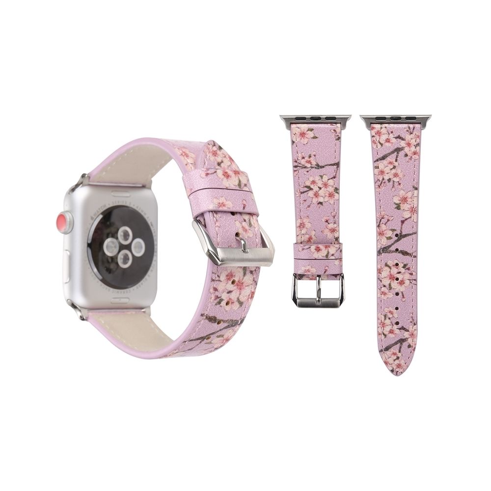 Wewoo - Bande de montre-bracelet en cuir véritable pour Apple Watch Series 3 & 2 & 1 42mm Violet - Accessoires Apple Watch