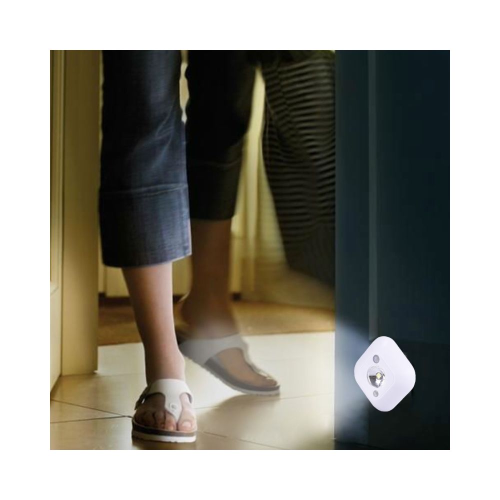 Wewoo - LED détecteur de mouvement blanc pour Armoires / Chambre à coucher / Salle de Bain / Salon, Distance du Capteur: 2-3m 0.2W Lumière Blanche Mini Corps Humain Induction Plafond de Nuit Porche Lampes Murales - Lampe connectée