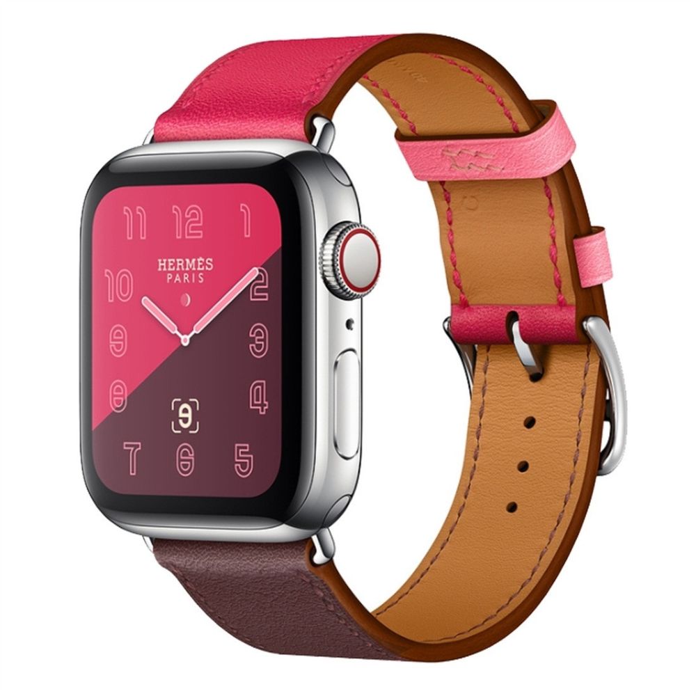 Wewoo - Bracelet pour en cuir bicolore à boucle unique Apple Watch séries 3 et 2 et 1 de 38 mmrouge vineux + rouge foncé + rose clair - Accessoires montres connectées