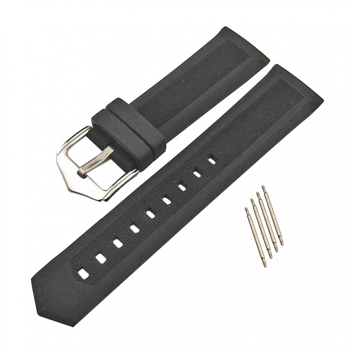 marque generique - bracelet en caoutchouc de haute qualité de remplacement de sport en caoutchouc de silicone noir 21mm - Accessoires montres connectées