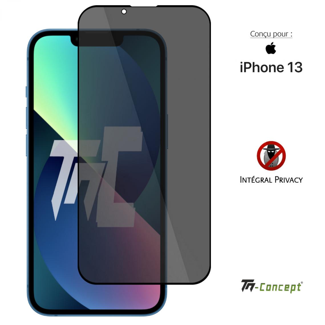 Tm Concept - Verre trempé teinté - Apple iPhone 13 - Noir - intégral - TM Concept® - Protection écran smartphone