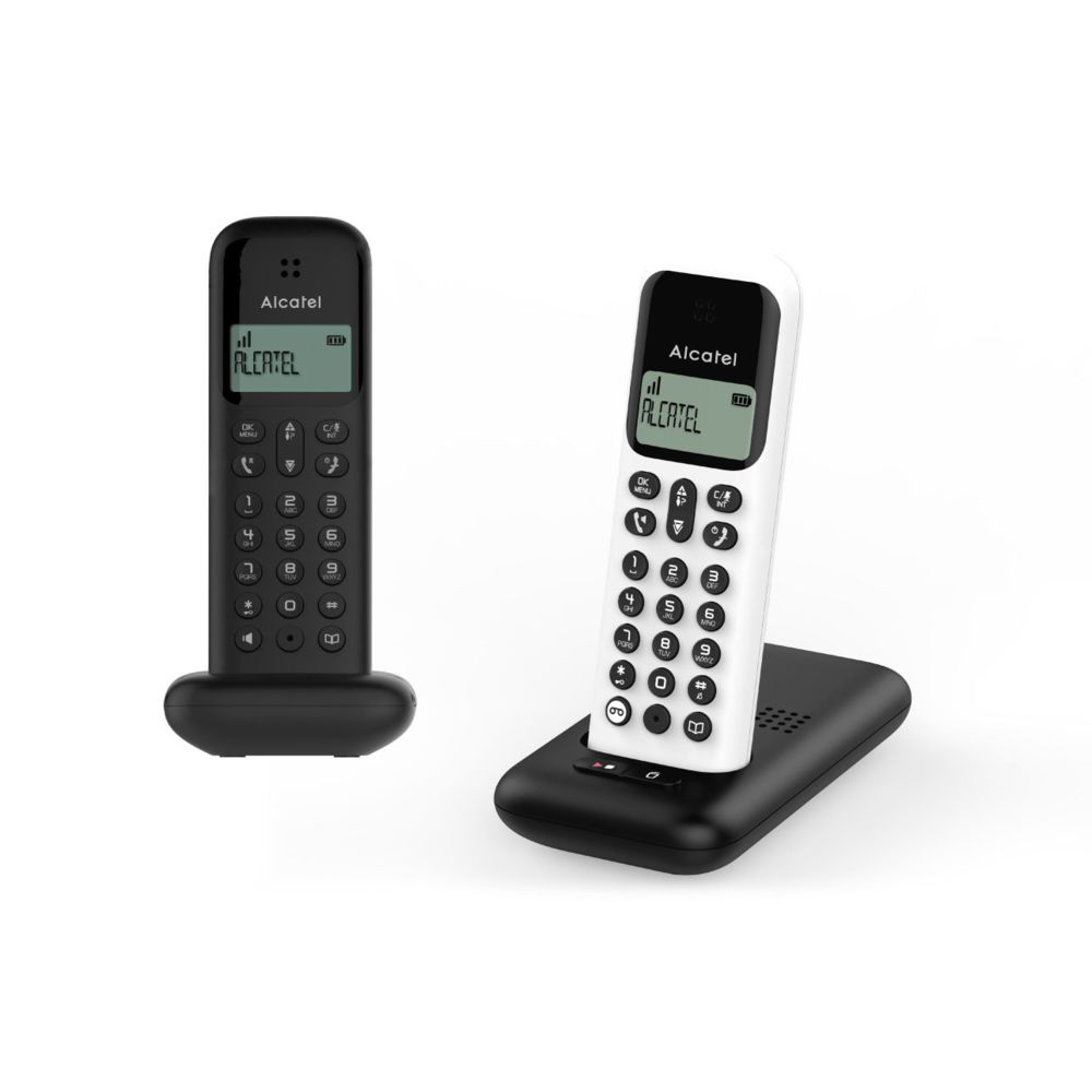 Alcatel - Téléphone sans fil avec répondeur D285 Voice Duo - ATL1421736 - Blanc et Noir - Téléphone fixe-répondeur