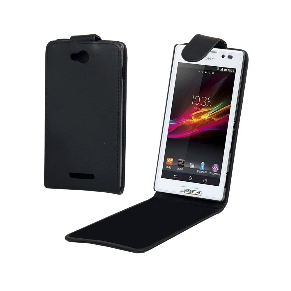 Wewoo - Housse Étui noir pour Sony Xperia C / S39h en cuir à rabat vertical - Coque, étui smartphone