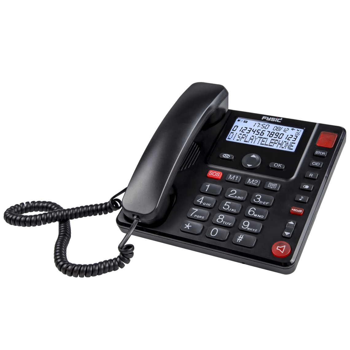 FYSIC - Téléphone fixe de bureau avec écran pour les personnes âgées FX-3940 Noir - Téléphone fixe filaire
