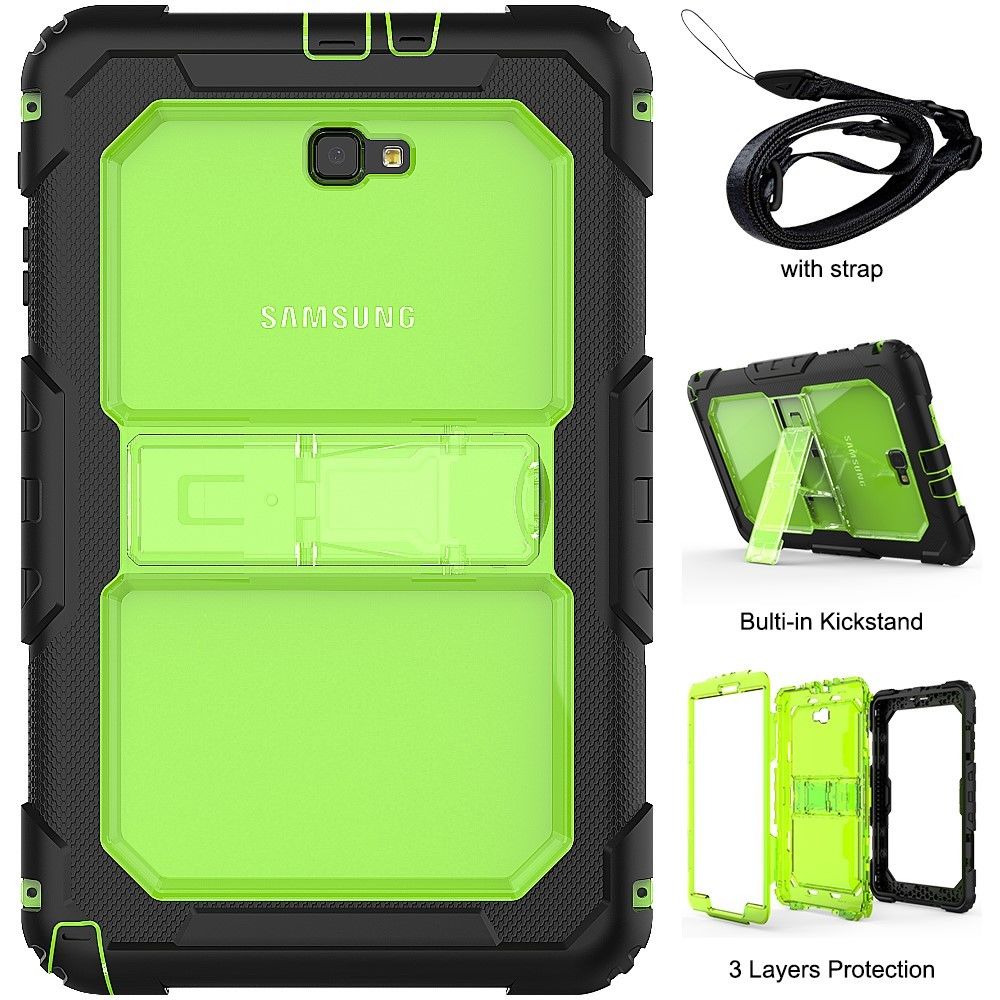 marque generique - Coque en silicone combo robuste avec sangle amovible vert jaunâtre pour votre Samsung Galaxy Tab A 10.1 (2016) T585/T580 - Autres accessoires smartphone