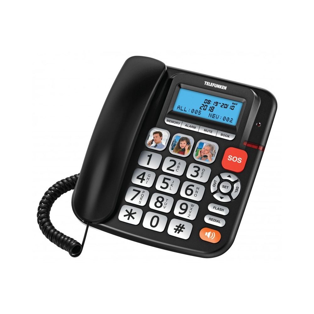 Telefunken - Téléphone SENIOR TELEFUNKEN TF 801 COSI FILAIRE NOIR Bouton SOS - Accessoires Téléphone Fixe