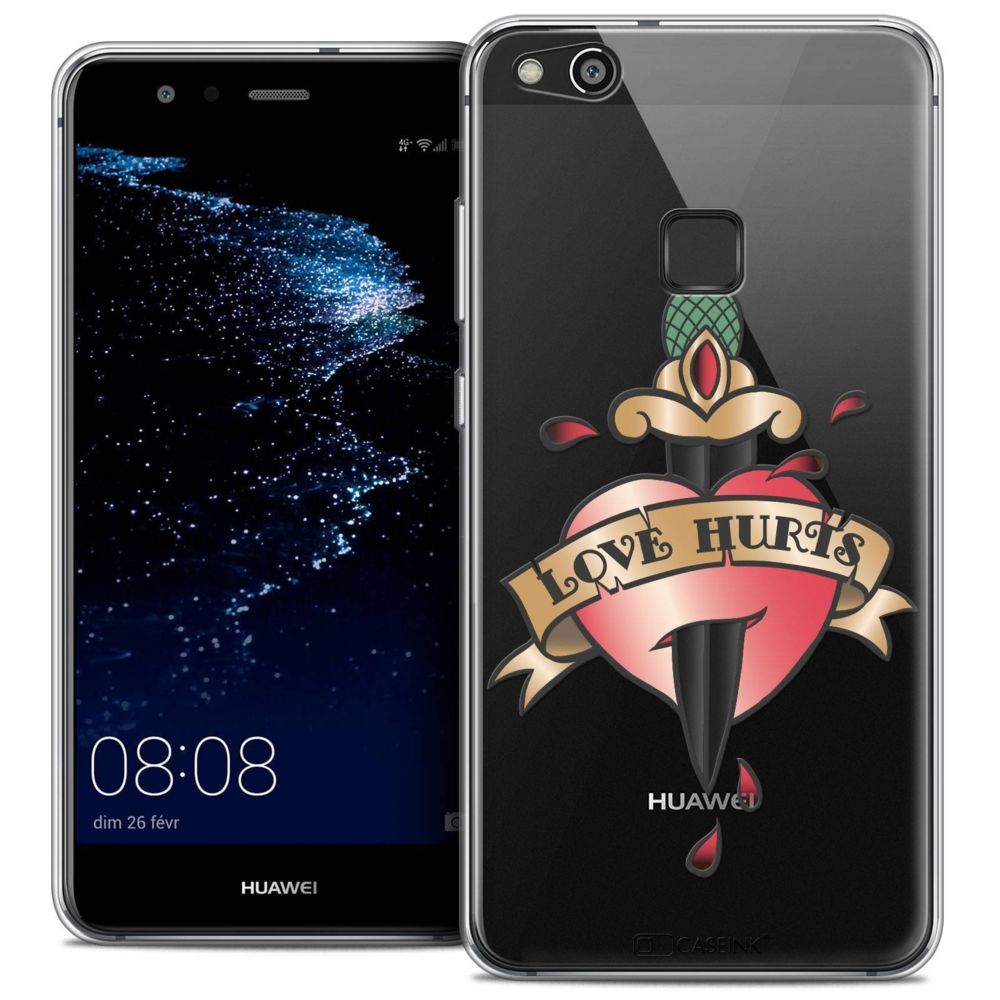 Caseink - Coque Housse Etui Huawei P10 LITE (5.2 ) [Crystal Gel HD Collection Tatoo Lover Design Love Hurts - Souple - Ultra Fin - Imprimé en France] - Coque, étui smartphone