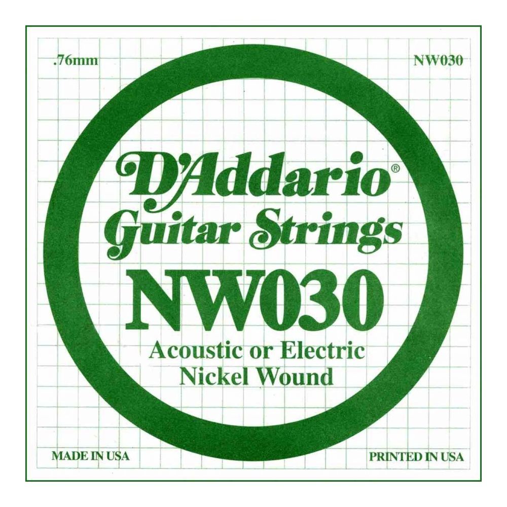 D'Addario - Corde au détail D'addario NW030 - guitare électrique - Filet rond 030 - Accessoires instruments à cordes