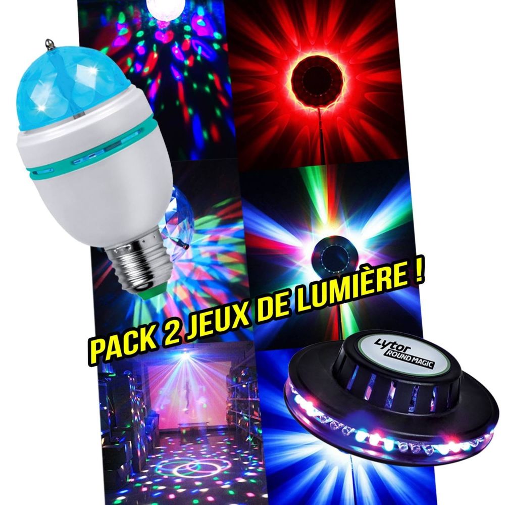 Lytor - Pack soirée lumière Ampoule à LEDs RVB rotative + Jeu de lumière style OVNI - Packs DJ