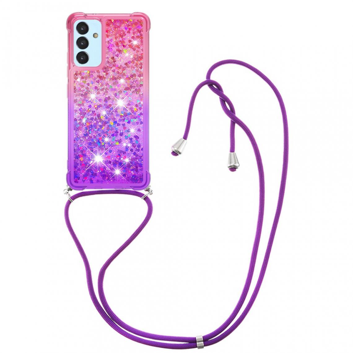 Other - Coque en TPU Dégradé Glitter Poudre Quicksand Antichoc avec lanière rose-mauve pour votre Samsung Galaxy A82 5G - Coque, étui smartphone
