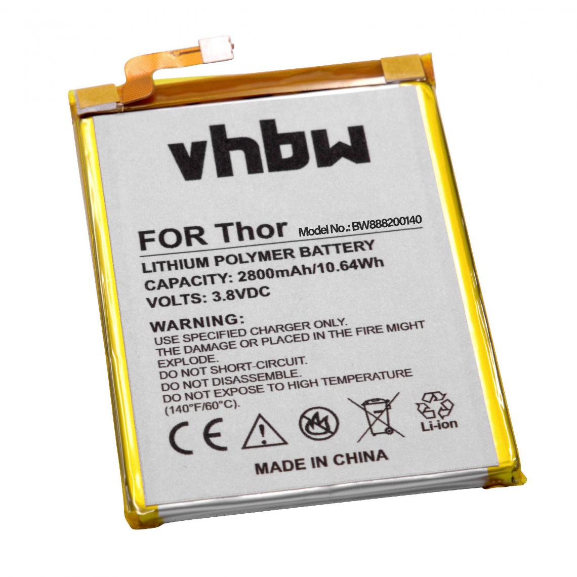 Vhbw - vhbw Li-Polymère batterie 2800mAh (3.8V) pour téléphone portable mobil smartphone Vernee Thor - Batterie téléphone