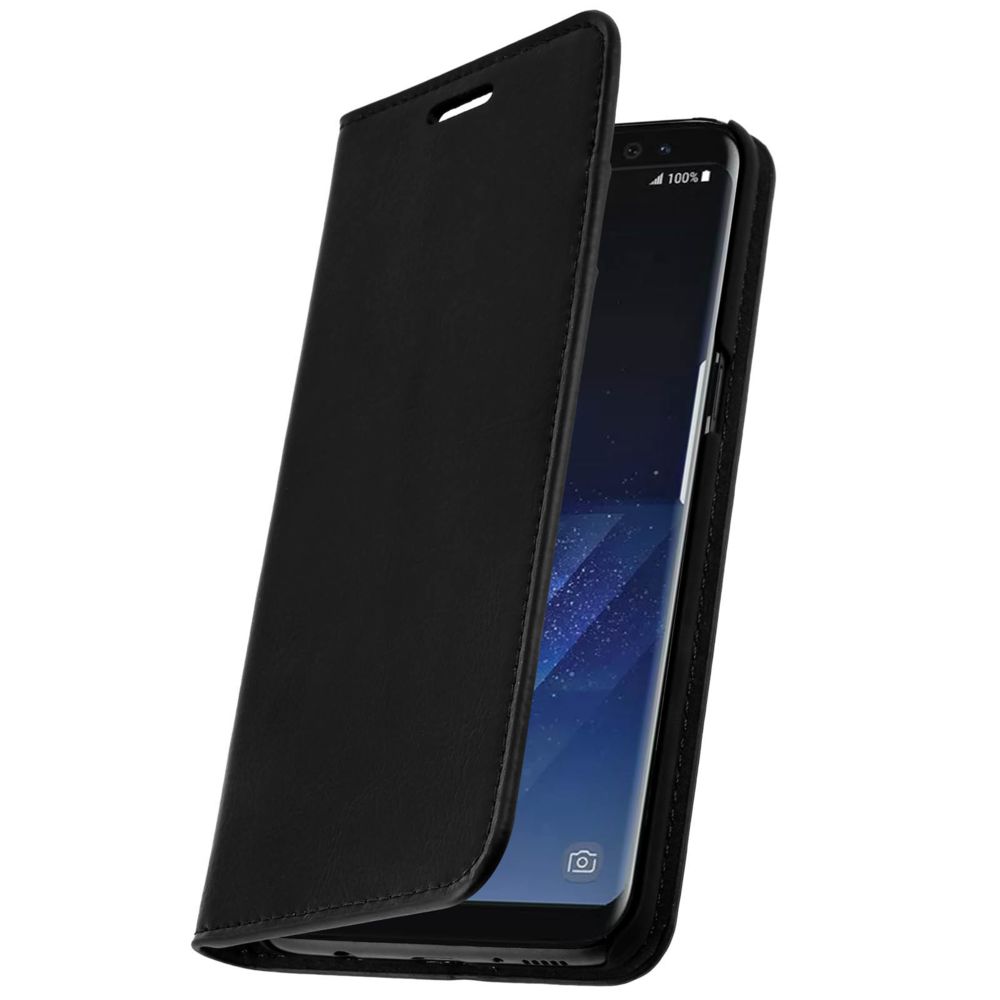 Avizar - Housse Portefeuille Cuir Noir Samsung Galaxy S8 Plus - Protection Intégrale - Coque, étui smartphone