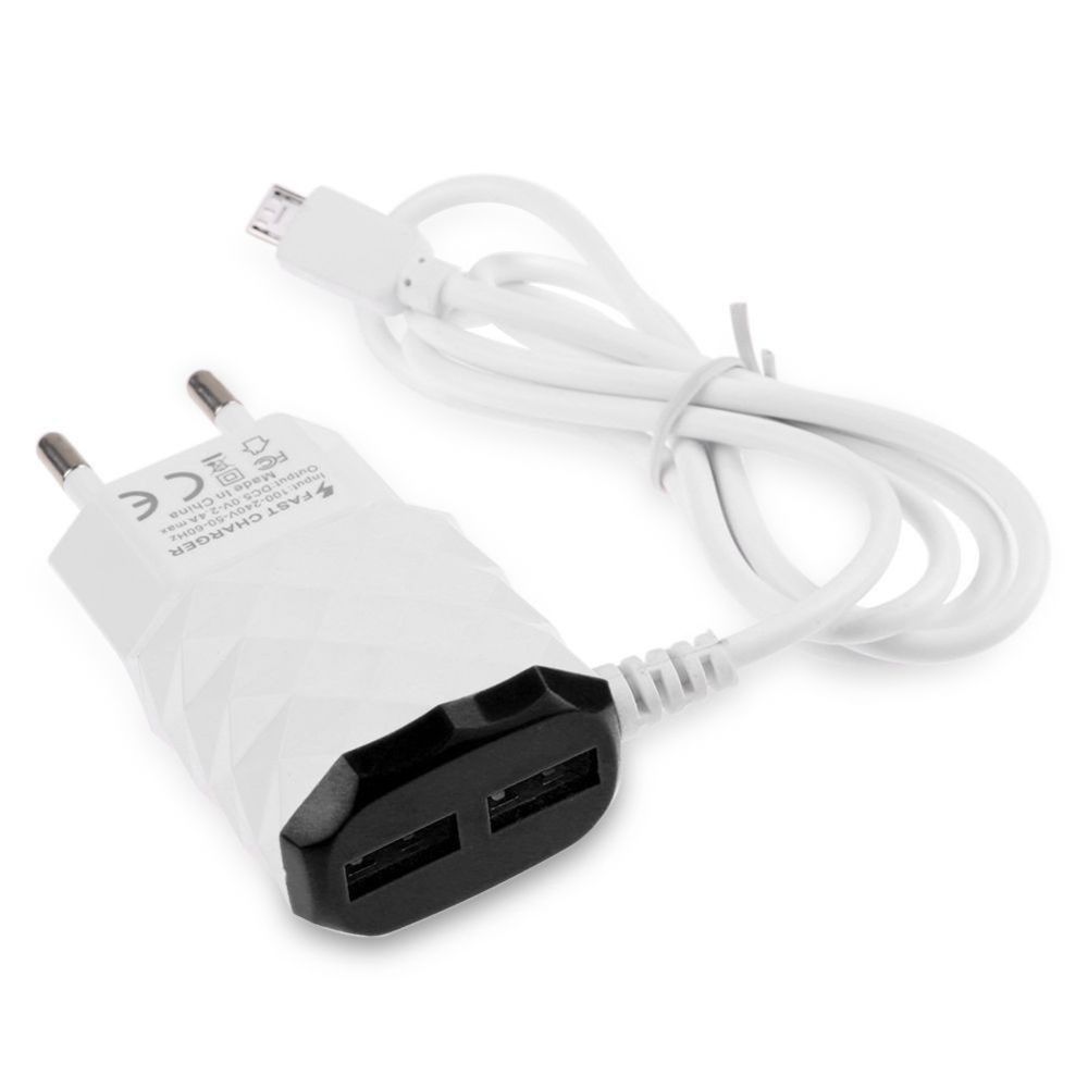 Shot - Cable Chargeur Prise pour WIKO ROBBY Smartphone Android 2 ports USB Secteur Micro-USB Universel (NOIR) - Chargeur secteur téléphone