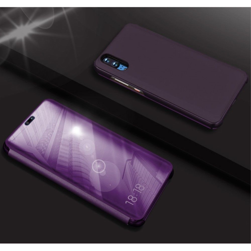 marque generique - Etui en PU  la fenêtre d'affichage surface miroir violet foncé pour Huawei P20 Pro - Autres accessoires smartphone