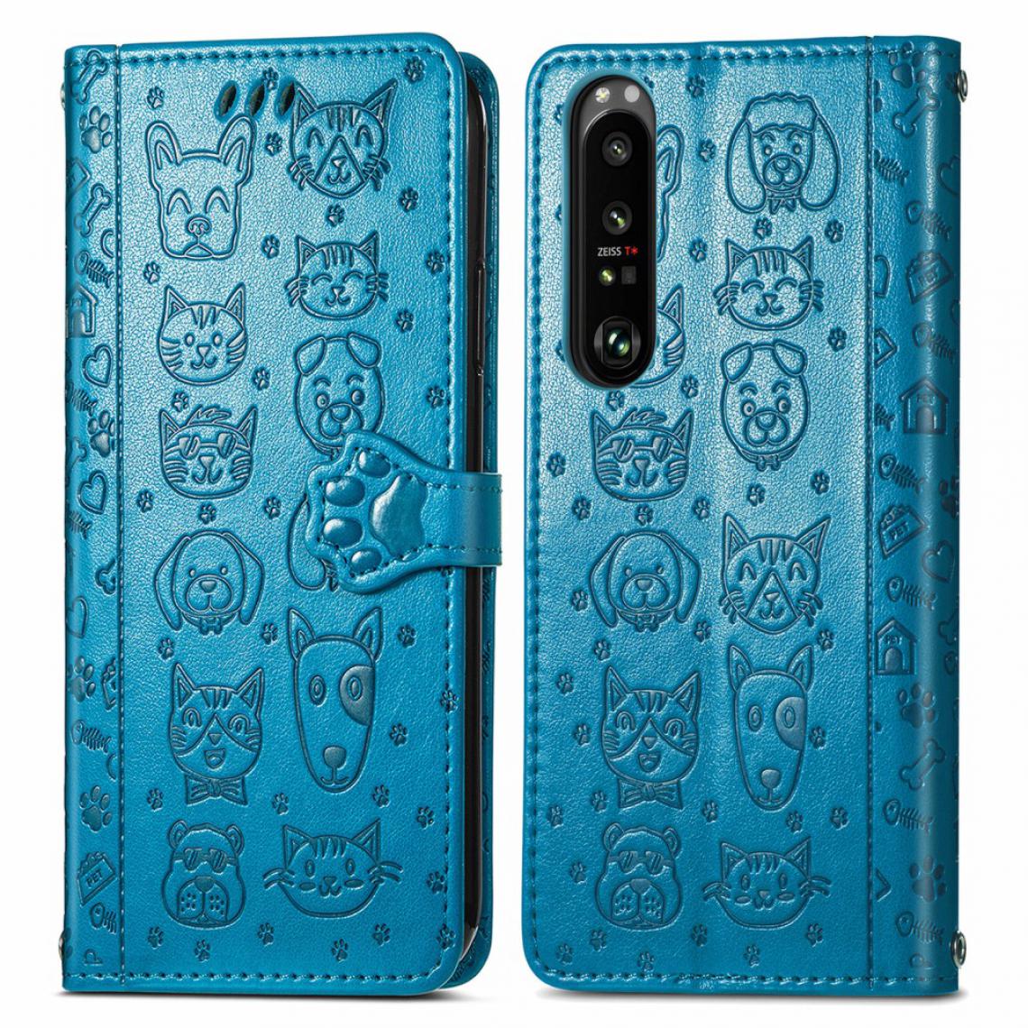 Other - Etui en PU Impression de motif de chien de chat avec support bleu pour votre Sony Xperia 1 III - Coque, étui smartphone