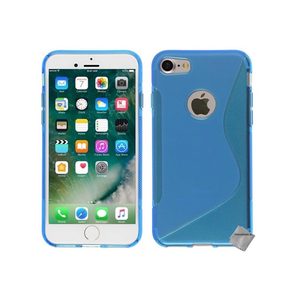 Htdmobiles - Housse etui coque pochette silicone gel fine pour Apple iPhone 7 + verre trempe - BLEU - Autres accessoires smartphone