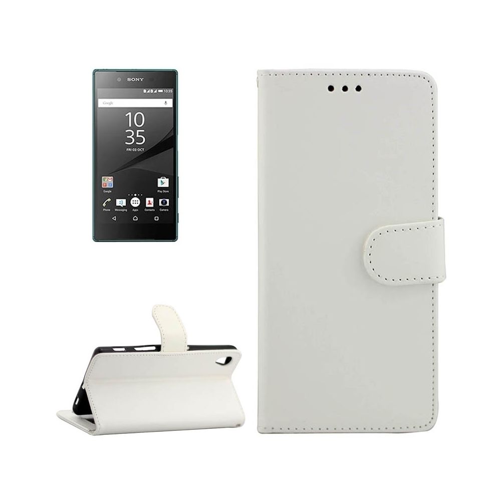 Wewoo - Housse Étui blanc pour Sony Xperia Z5 / E6603 / E6653 / E6633 / E6683 Crazy Horse Texture horizontale Flip en cuir avec support & Slots de cartes Portefeuille & Cadre photo - Coque, étui smartphone