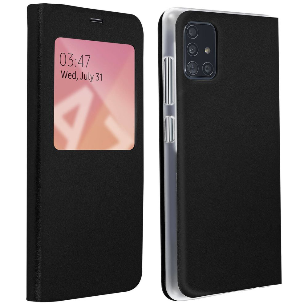 Avizar - Housse Samsung Galaxy A71 Étui Fenêtre d'affichage Protection Intégrale Noir - Coque, étui smartphone