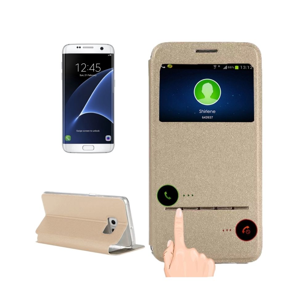 Wewoo - Housse Étui or pour Samsung Galaxy S7 Edge / G935 Horizontal en cuir avec support & Call Display ID - Coque, étui smartphone