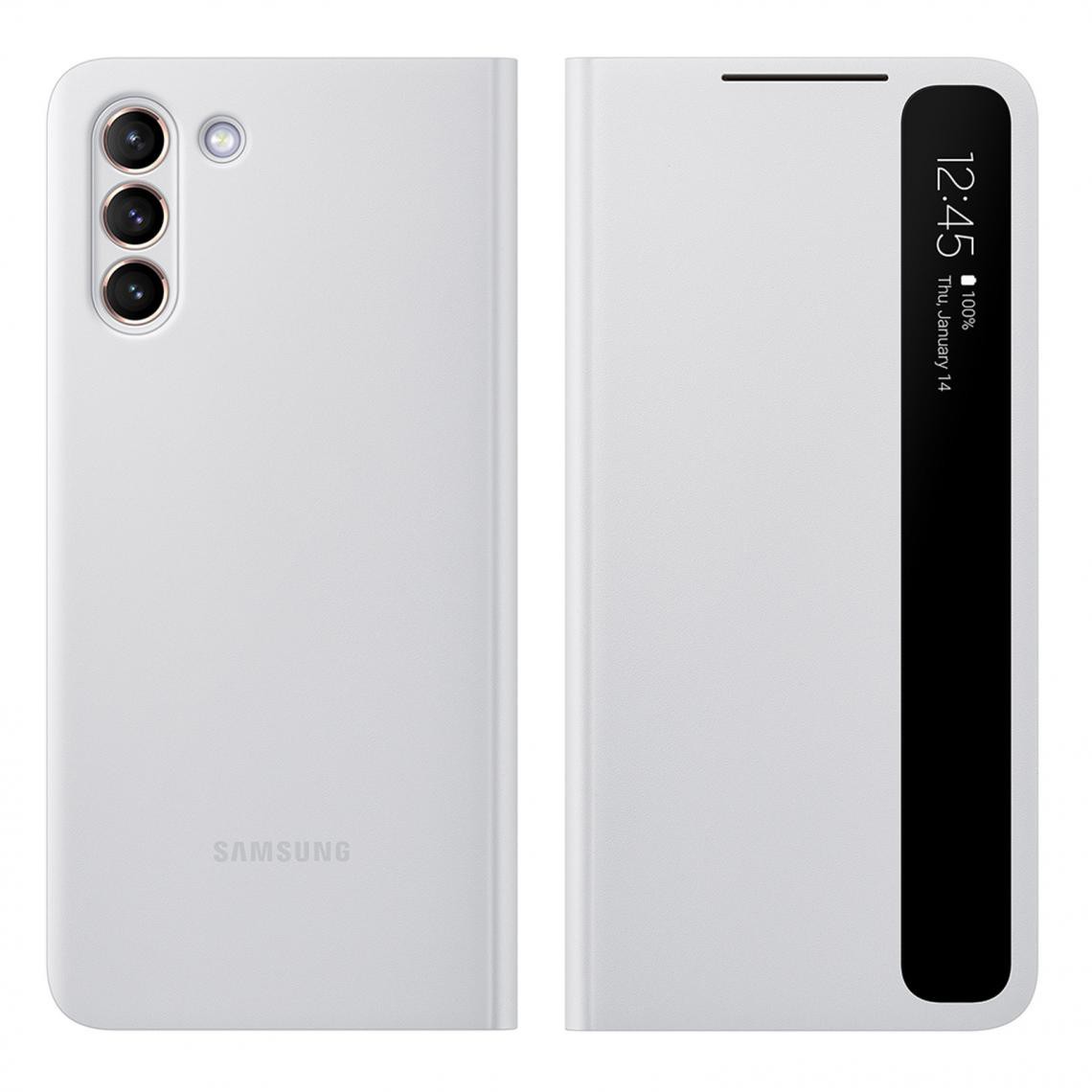 Samsung - Étui Samsung Galaxy S21 Fenêtre Tactile Smart Clear View Original gris clair - Coque, étui smartphone