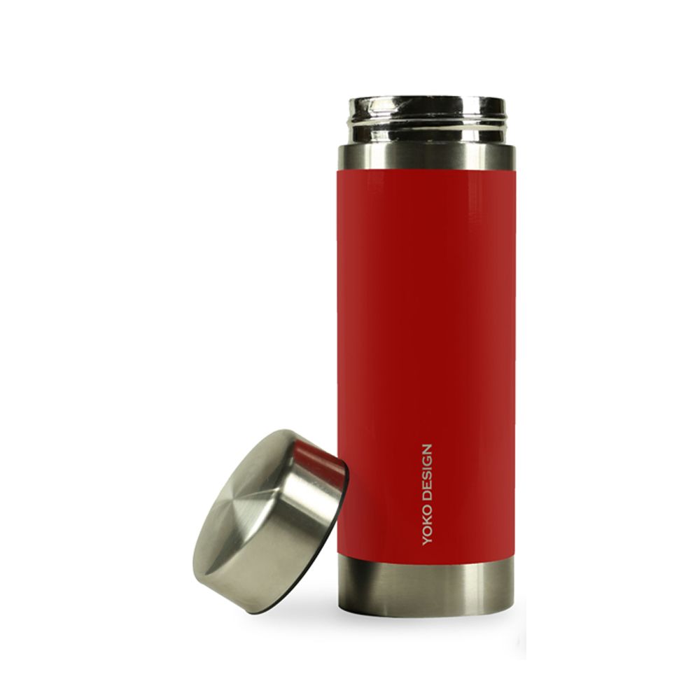 Yoko Design - Théière nomade isotherme 2 filtres amovibles Liber'TEA 350 ml - Rouge et Inox - Théière électrique