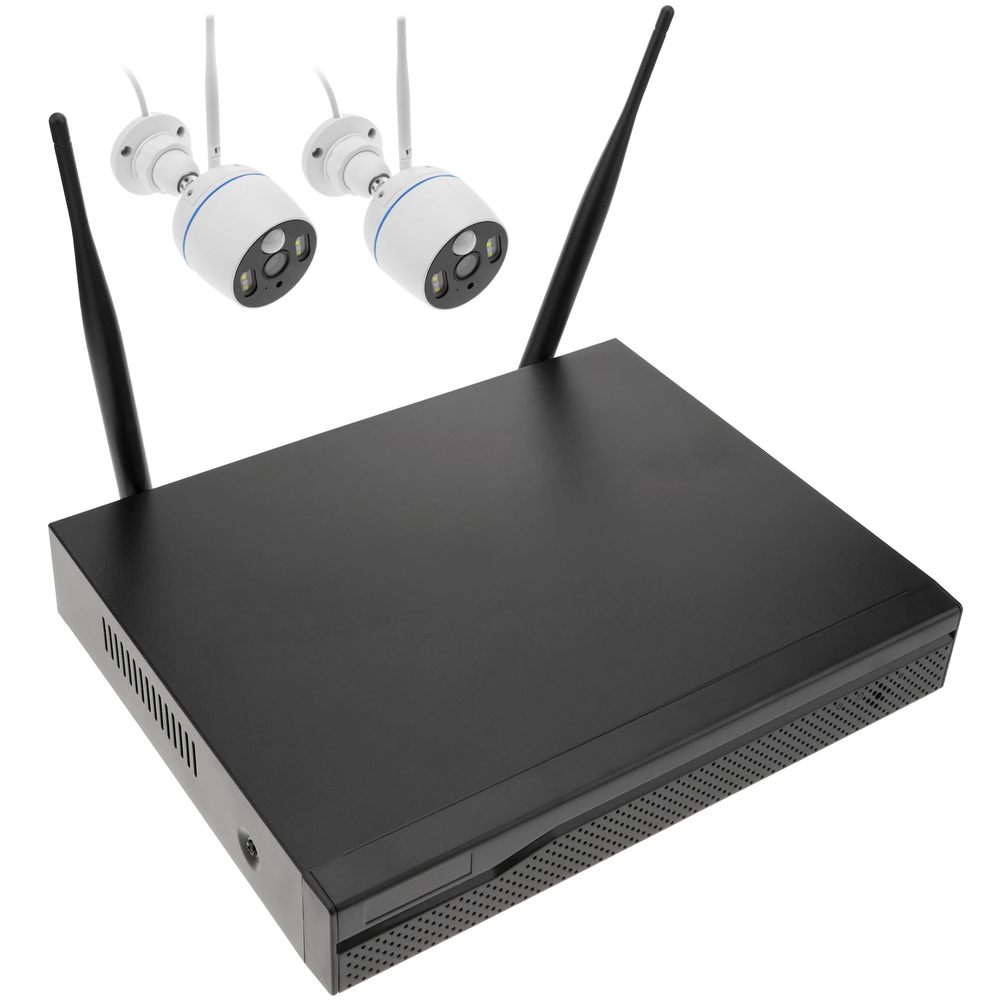 Bematik - Système de vidéo surveillance NVR avec 2 caméras sans fil automatiques avec éclairage H.264 1080p - Accessoires sécurité connectée