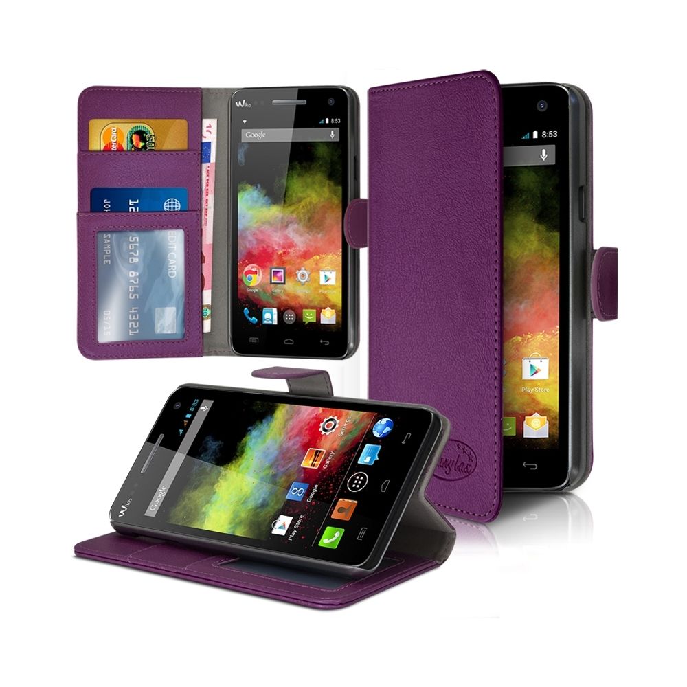 Karylax - Etui Coque Portefeuille Couleur Violet pour Wiko Rainbow 4G + Film de Protection - Autres accessoires smartphone