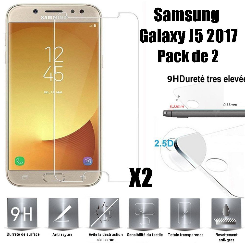 marque generique - Samsung Galaxy J5 2017 Vitre protection d'ecran en verre trempé incassable lot de 2 Glass - Autres accessoires smartphone
