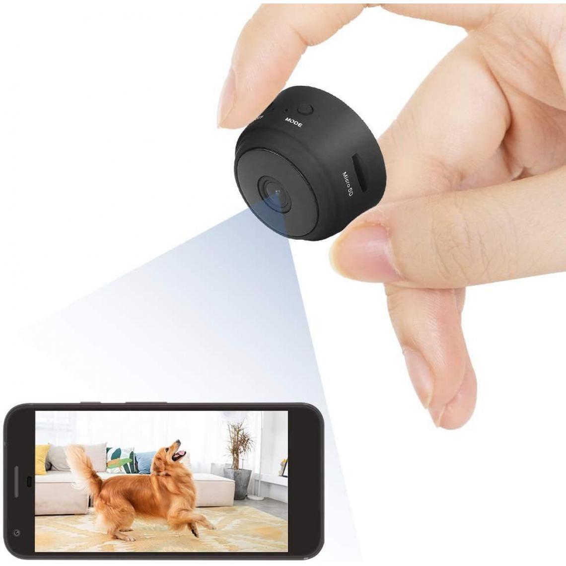 Chrono - Mini Camera Espion Caché Enregistreur Petite,Full HD 1080P Micro Camera de Surveillance WiFi,CameÌra Video Surveillance de Sécurité Bébé sans Fil Hidden Caméra Cachée,Interieur/Exterieur(noir) - Autres accessoires smartphone